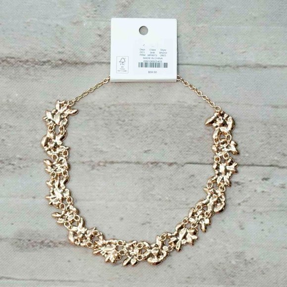 NWT J. Crew Pink and Red Crystal Leaves Statement Necklace - Picture 6 of 7